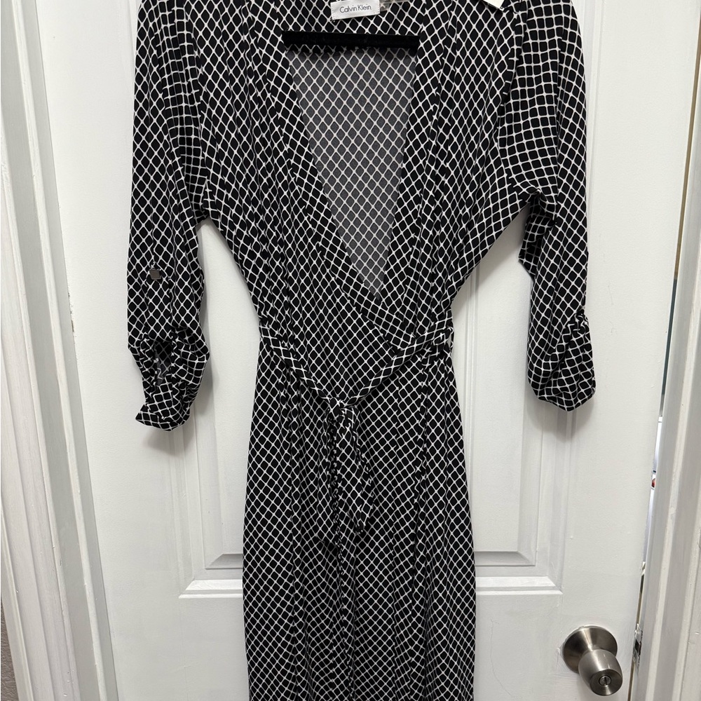 Calvin Klein Black and White Wrap Dress